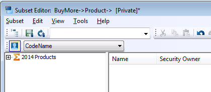 products in the subset editor