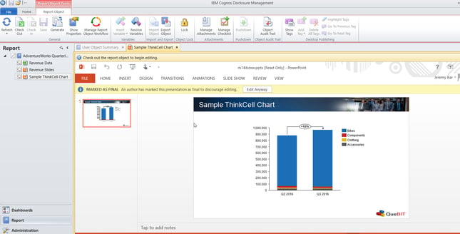 Example of adding CDM functionality on the chart in PowerPoint