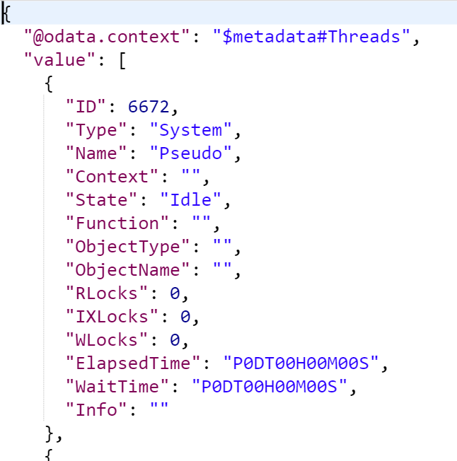 JSON Exchange Data Screen Capture